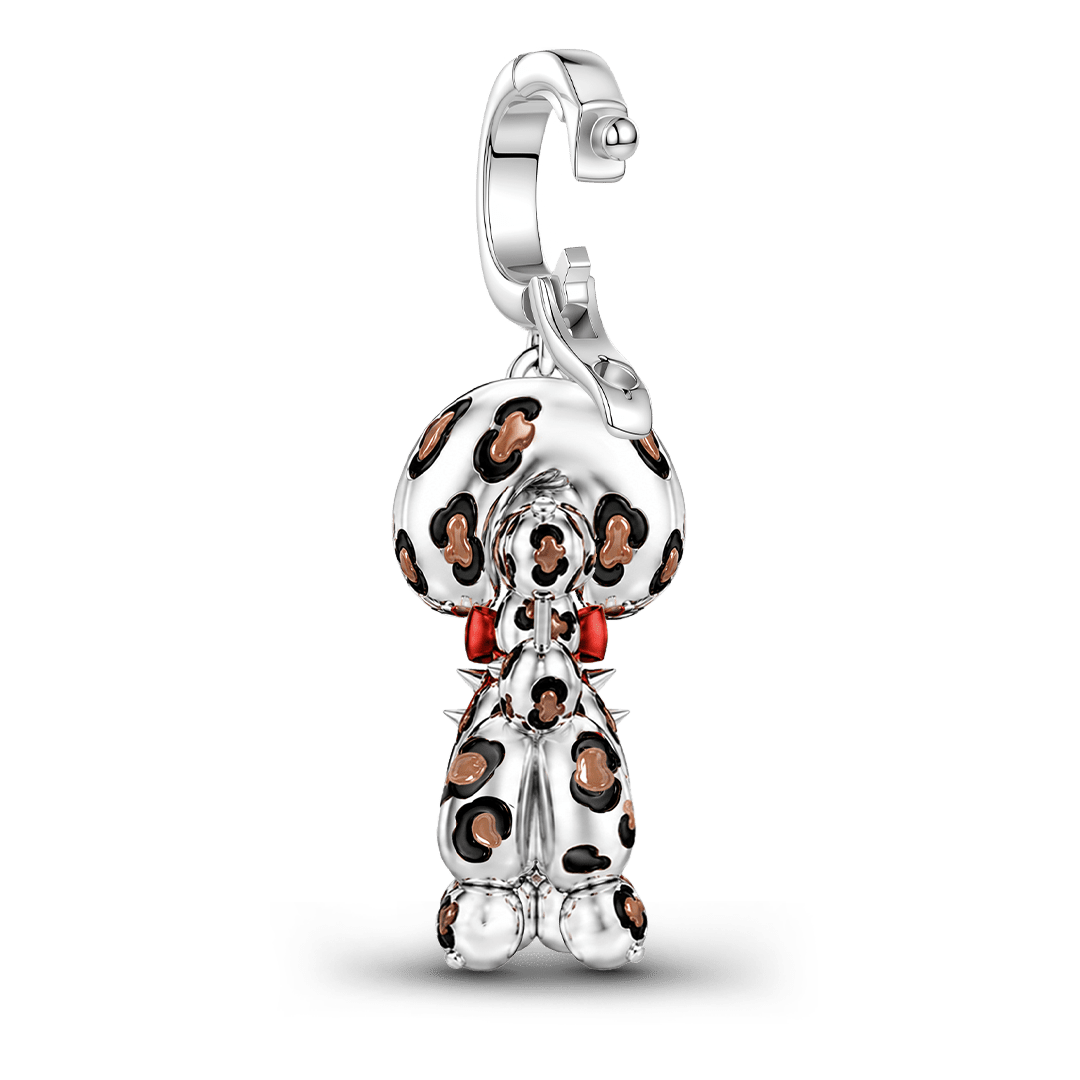 Gnoce British Punk Leopard Print Balloon Dog Clasp Dangle Charm Platinum‑plated Silver Blend_6