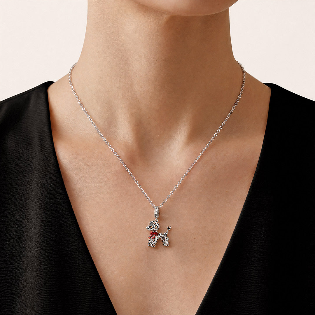 Gnoce British Punk Leopard Print Balloon Dog Clasp Dangle Charm Platinum‑plated Silver Blend_2