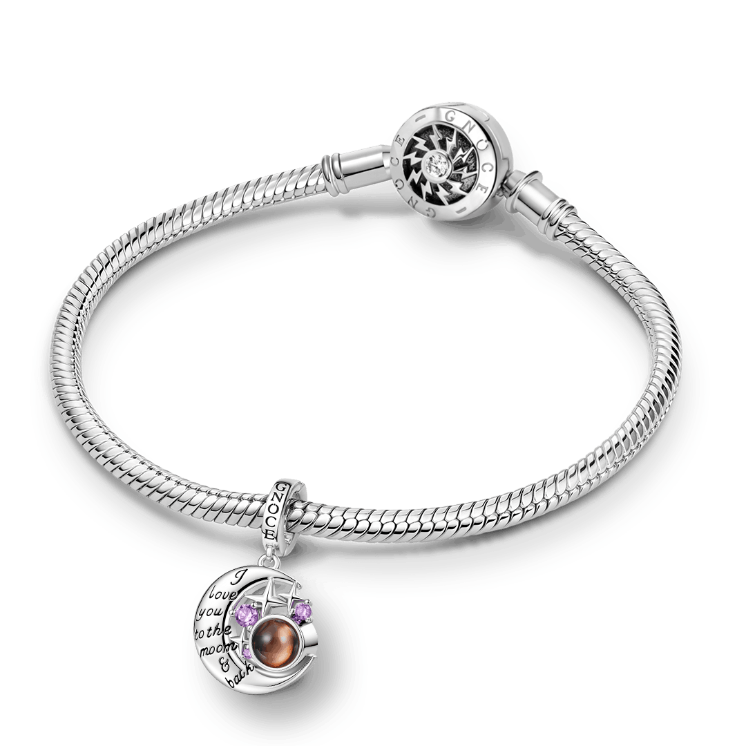 Gnoce Projection Moon & Star Photo Charm Platinum-plated Silver Blend_3