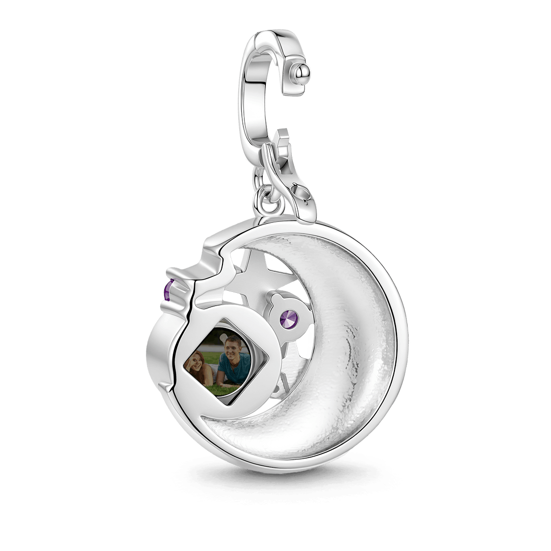 Gnoce Projection Moon & Star Photo Charm Platinum-plated Silver Blend_5