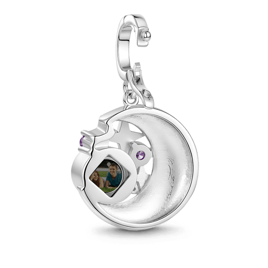 Gnoce Projection Moon & Star Photo Charm Platinum-plated Silver Blend_5