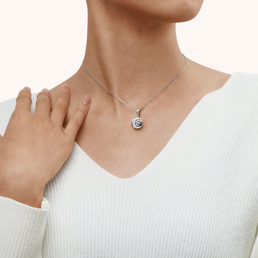 Gnoce Projection Moon & Star Photo Charm Platinum-plated Silver Blend_4