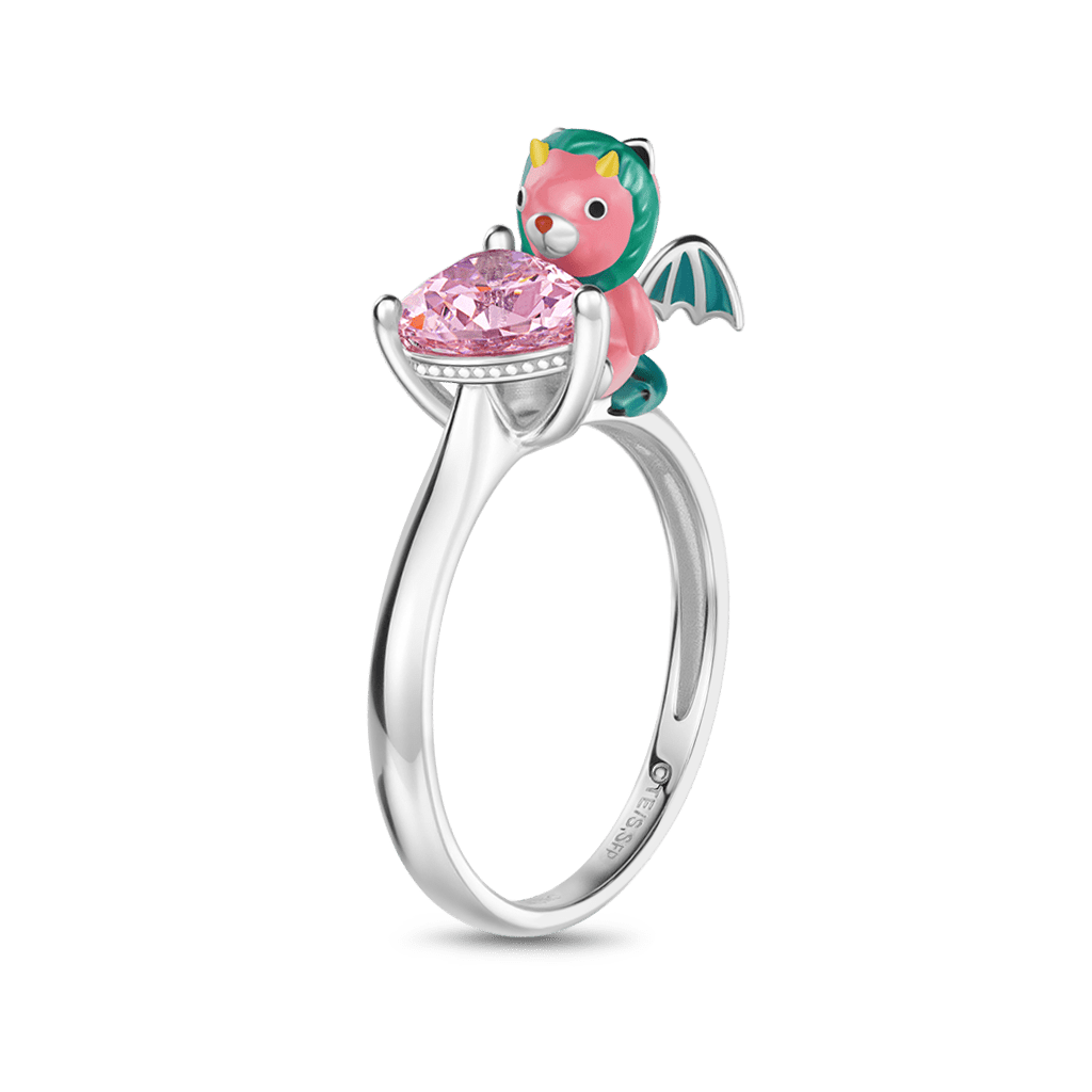 Gnoce Spy x Family Toy Chimera Hug Pink Moissanite Ring_3