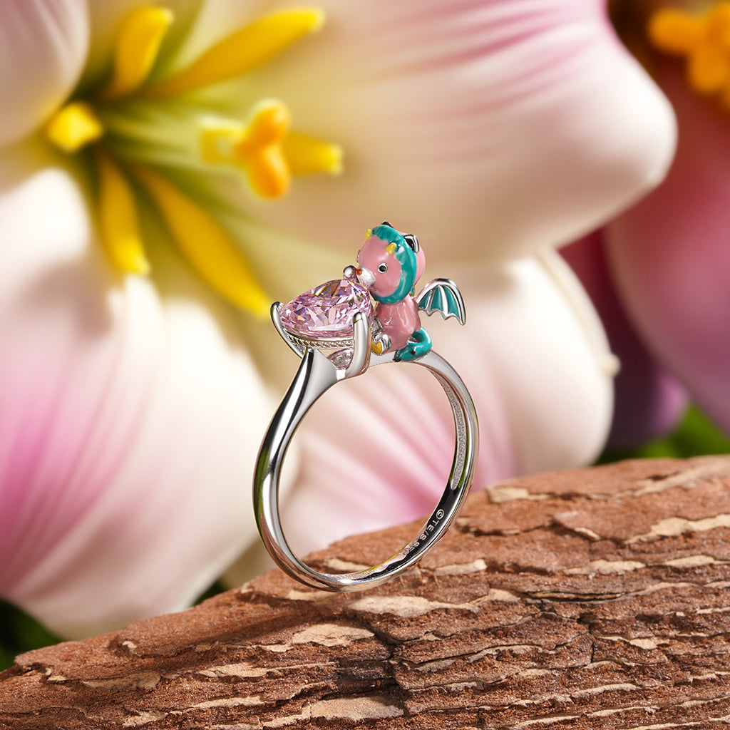 Gnoce Spy x Family Toy Chimera Hug Pink Moissanite Ring_5