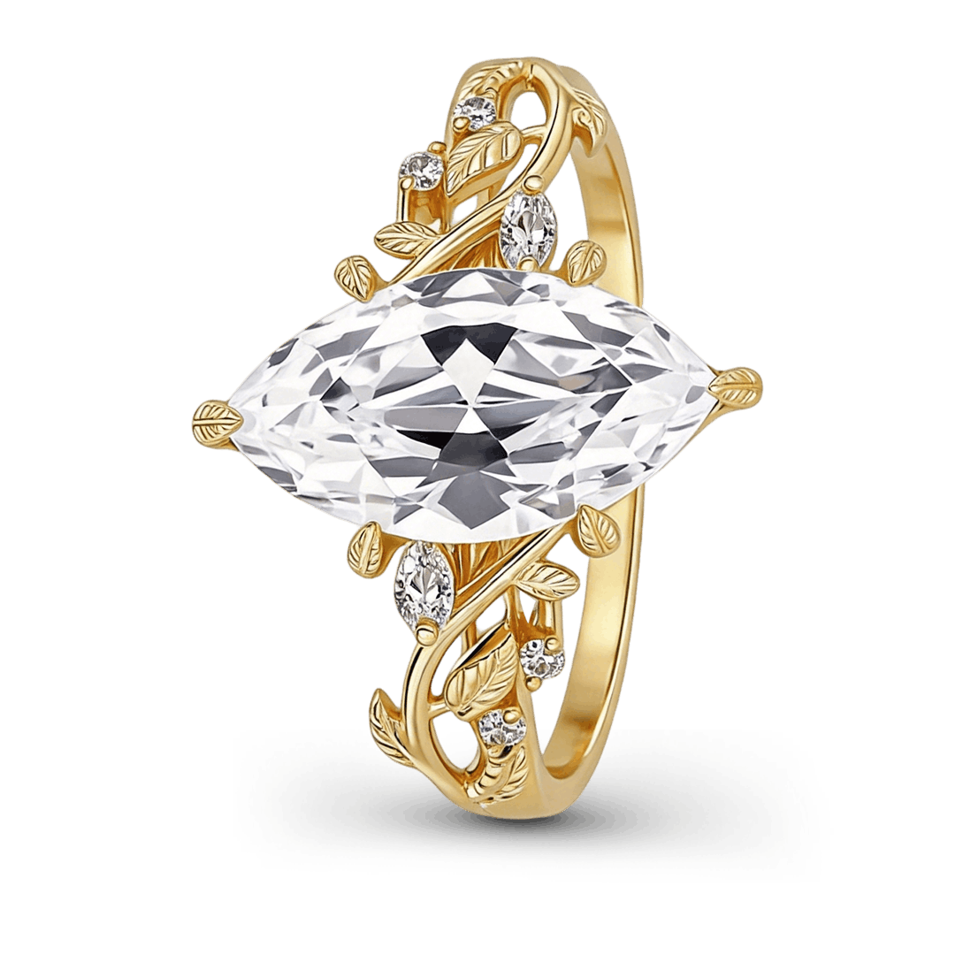 Gnoce Organic Vine Marquise-Cut Moissanite Engagement Ring_4