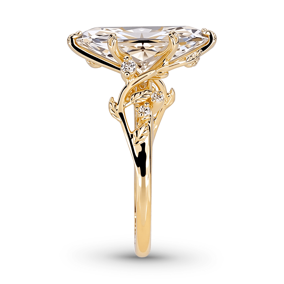 Gnoce Organic Vine Marquise-Cut Moissanite Engagement Ring_5