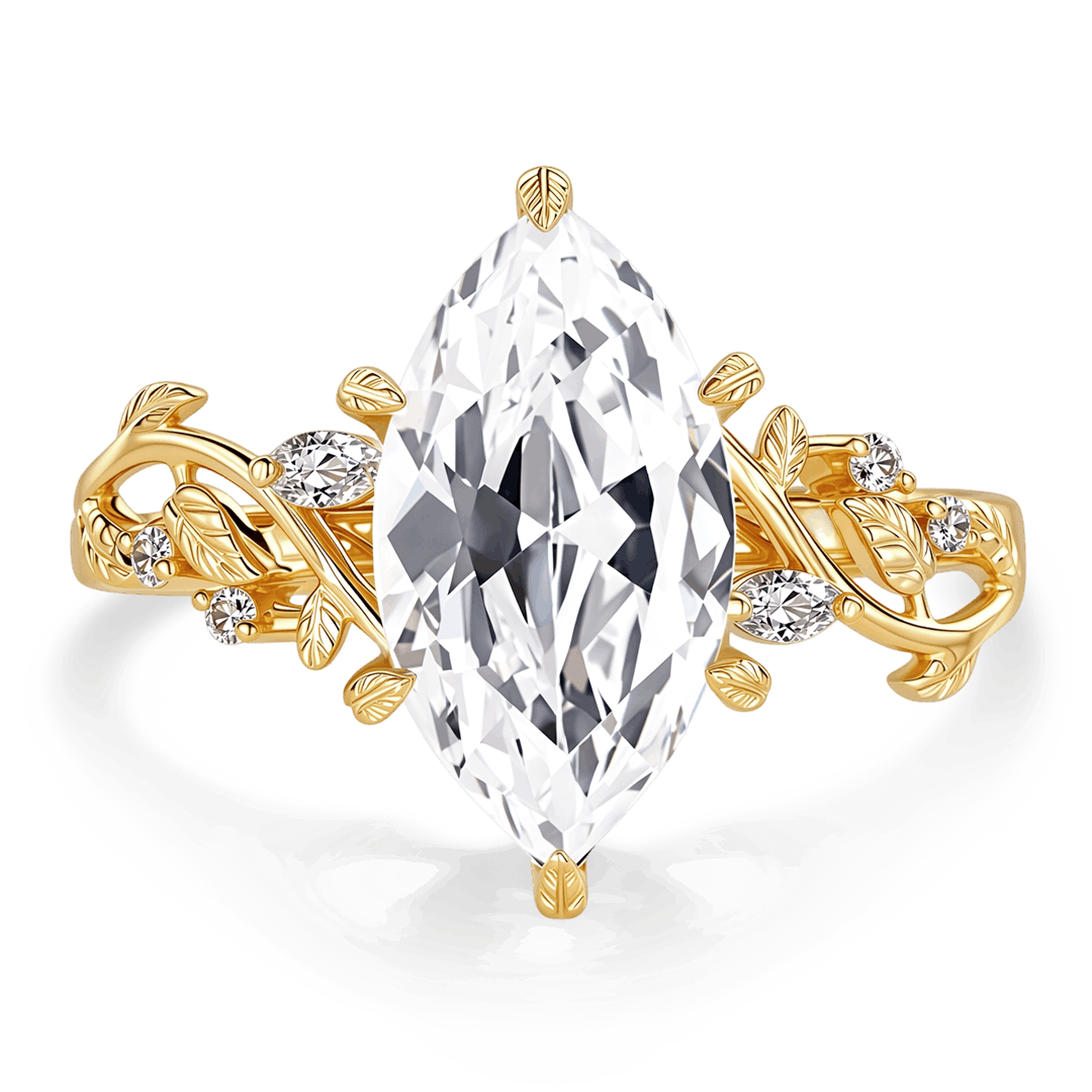 Gnoce Organic Vine Marquise-Cut Moissanite Engagement Ring_1