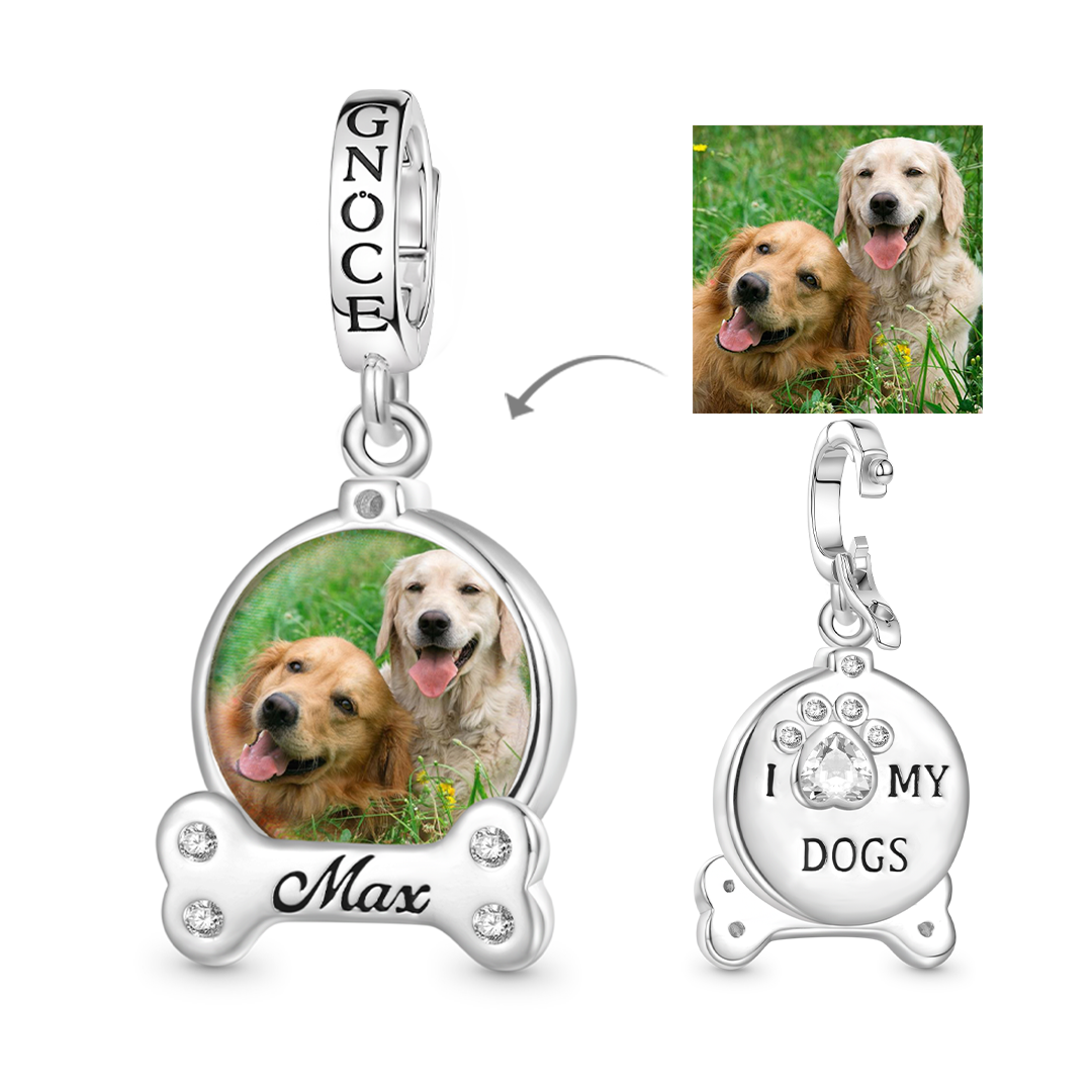 Gnoce Engravable Pet Dog Accessories Photo Pendant Dangle Charm_1
