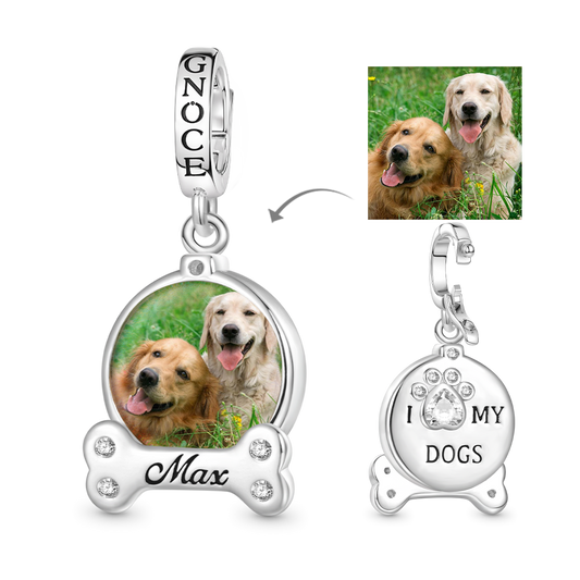 Gnoce Engravable Pet Dog Accessories Photo Pendant Dangle Charm_1