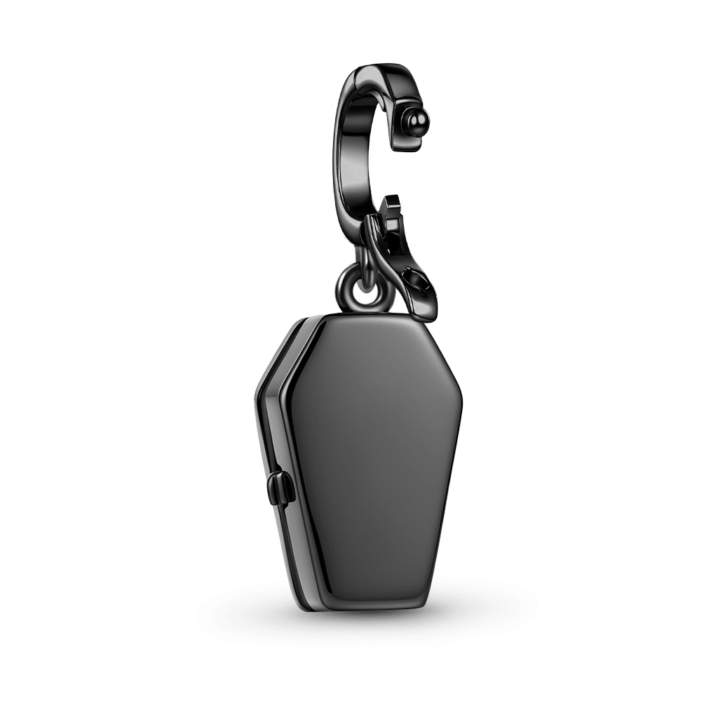 Gnoce Halloween Glow-in-the-Dark Coffin Skeleton Dangle Charm Platinum-plated Silver Blend_6