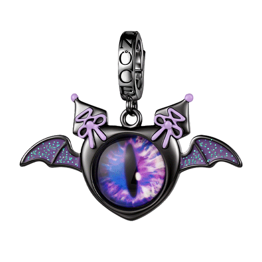 Gnoce Halloween Glow‑in‑the‑dark Heart Demon Dangle Charm Black Gold-plated Silver Blend_1