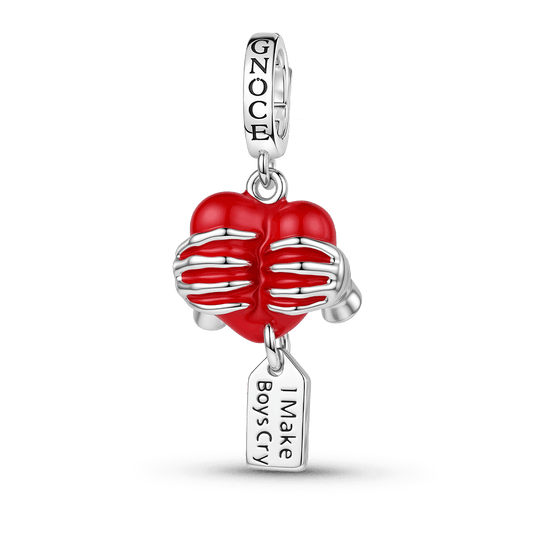 Gnoce Funny Squeeze Heart Dangle Charm Platinum‑plated Silver Blend_1