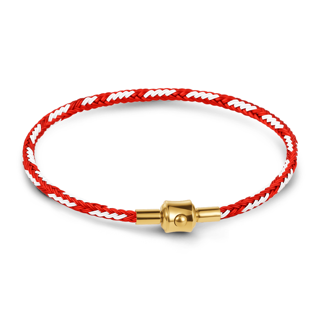 Gnoce Red‑White Two‑Tone Round Snap‑Lock Basic Bracelet_1