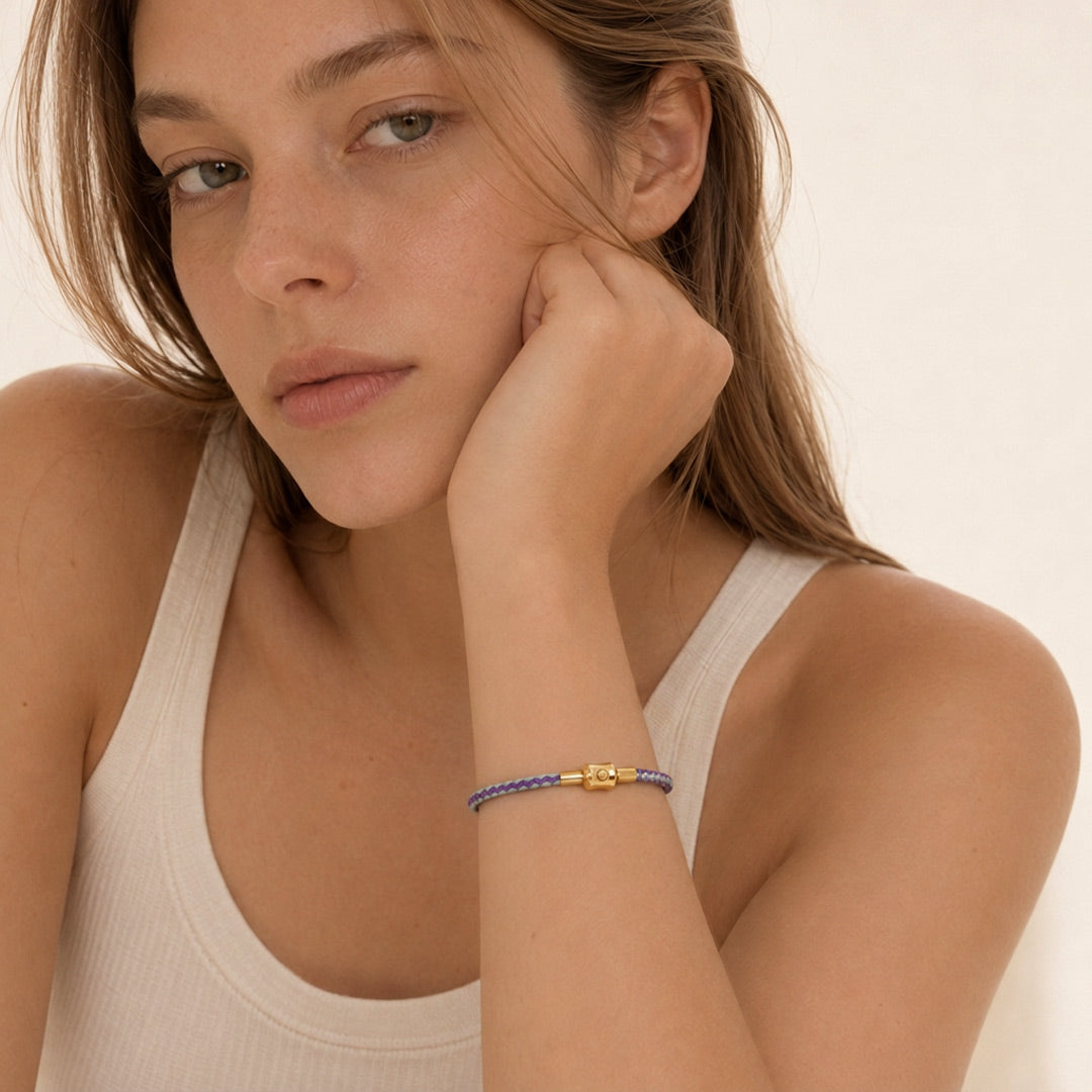 Gnoce Dark‑Purple Blue Two‑Tone Round Snap‑Lock Basic Bracelet_3
