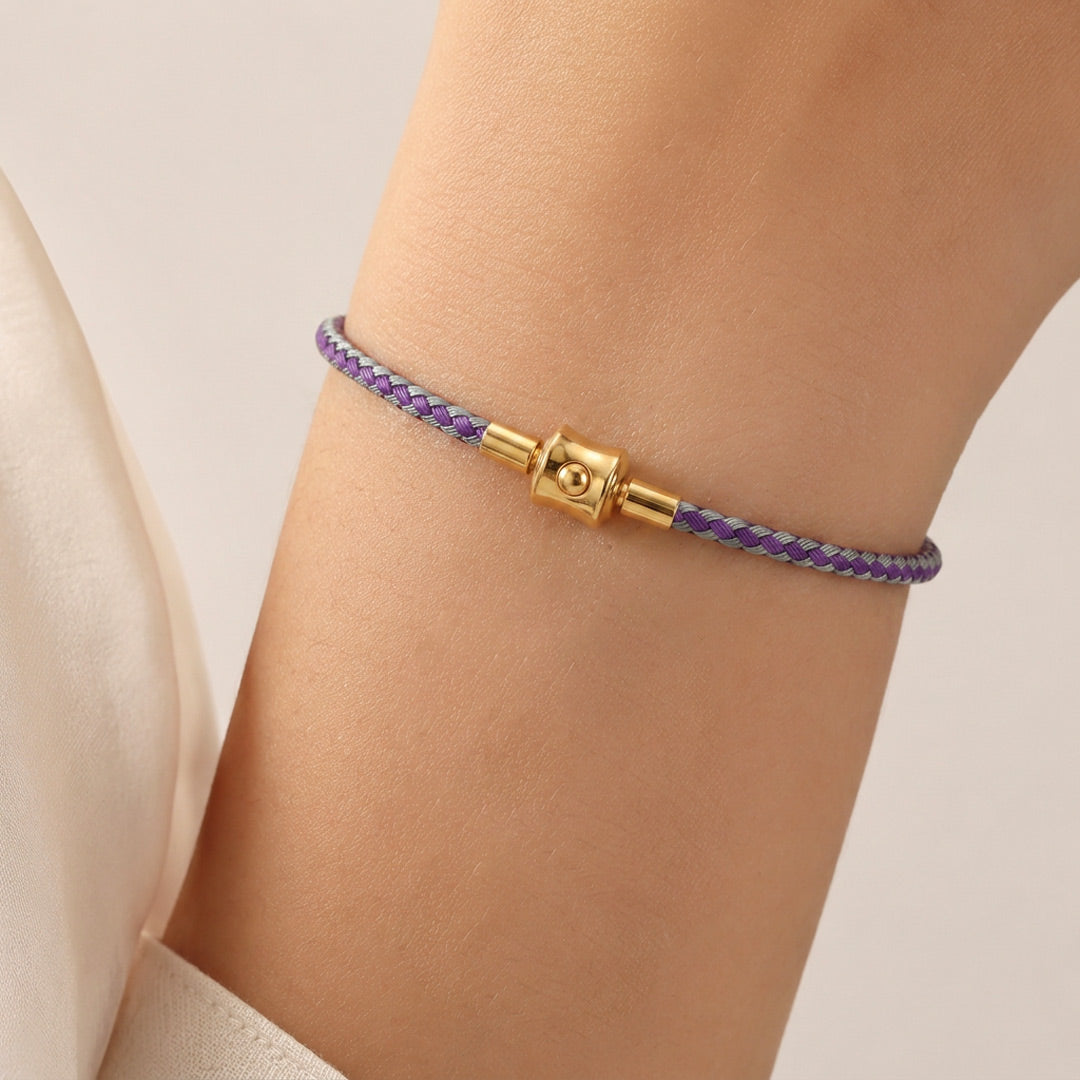 Gnoce Dark‑Purple Blue Two‑Tone Round Snap‑Lock Basic Bracelet_2