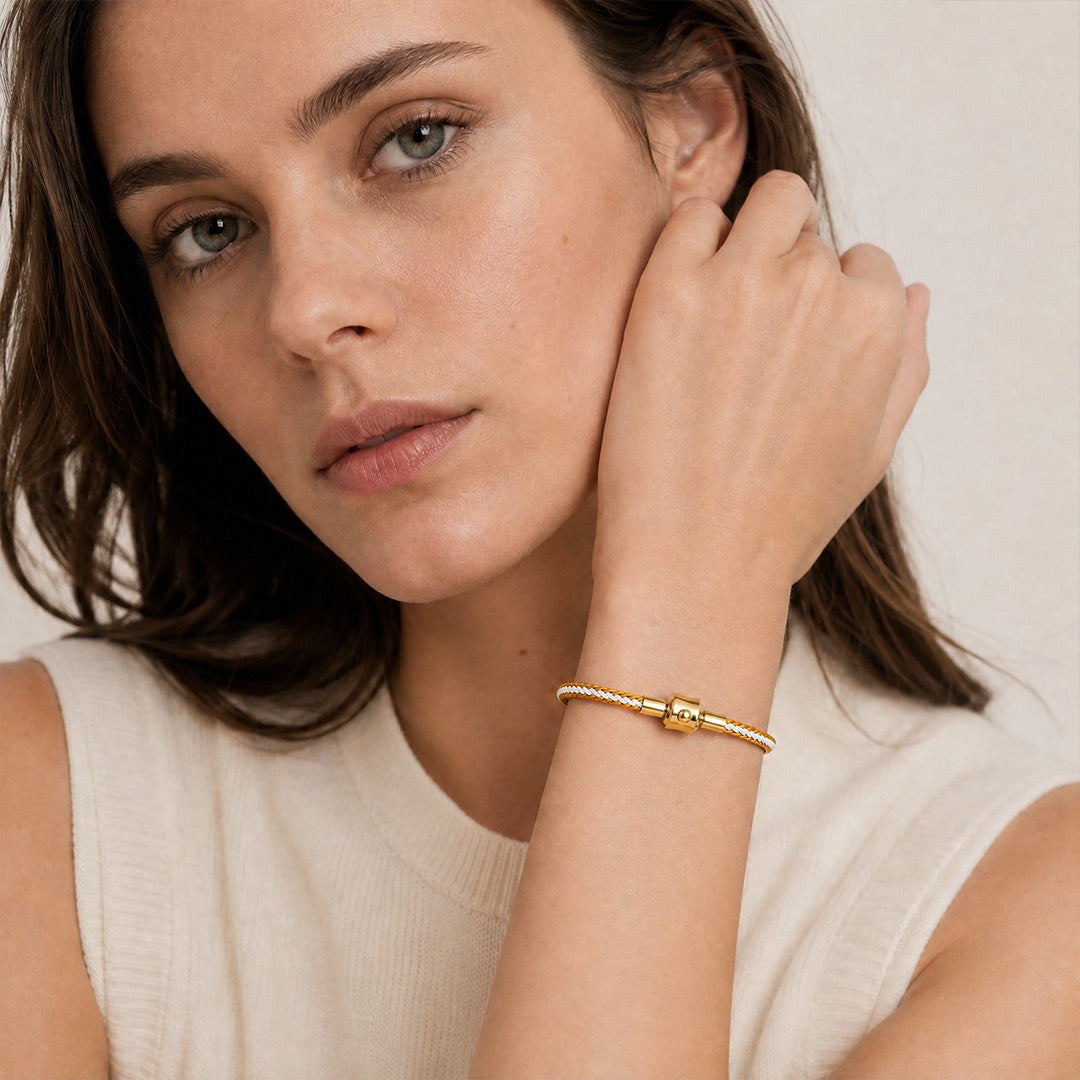 Gnoce Pink‑Gold Two‑Tone Round Snap‑Lock Basic Bracelet_3