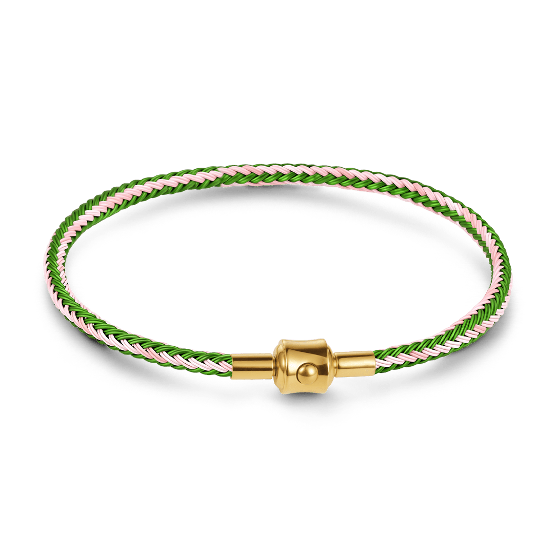 Gnoce Pink‑Green Two‑Tone Round Snap‑Lock Basic Bracelet_1