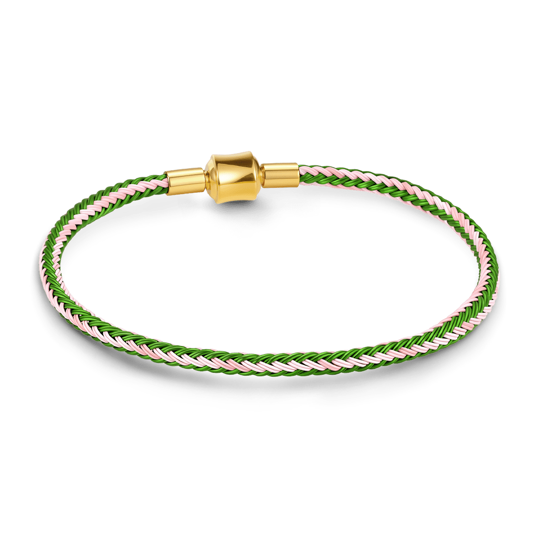 Gnoce Pink‑Green Two‑Tone Round Snap‑Lock Basic Bracelet_4
