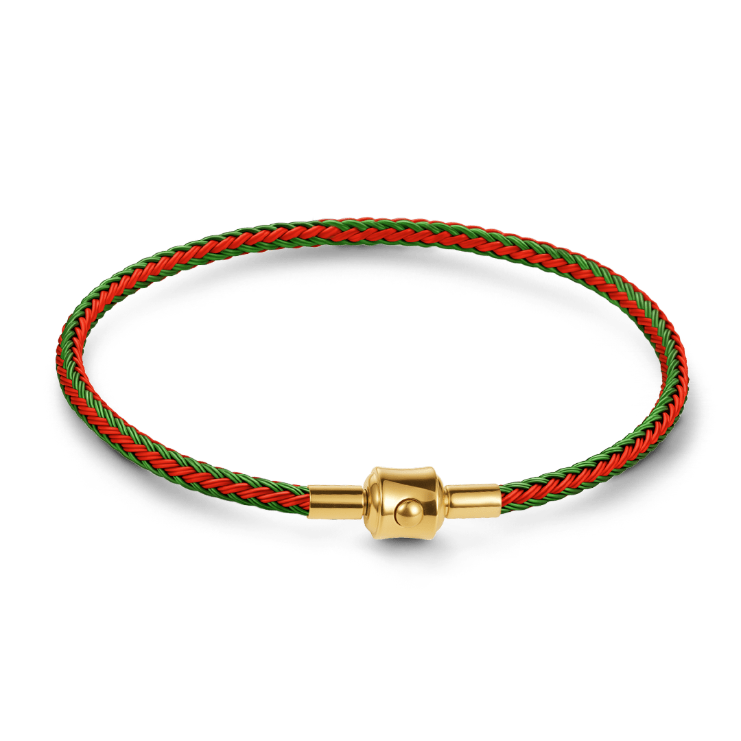 Gnoce Red‑Green Two‑Tone Round Snap‑Lock Basic Bracelet_1