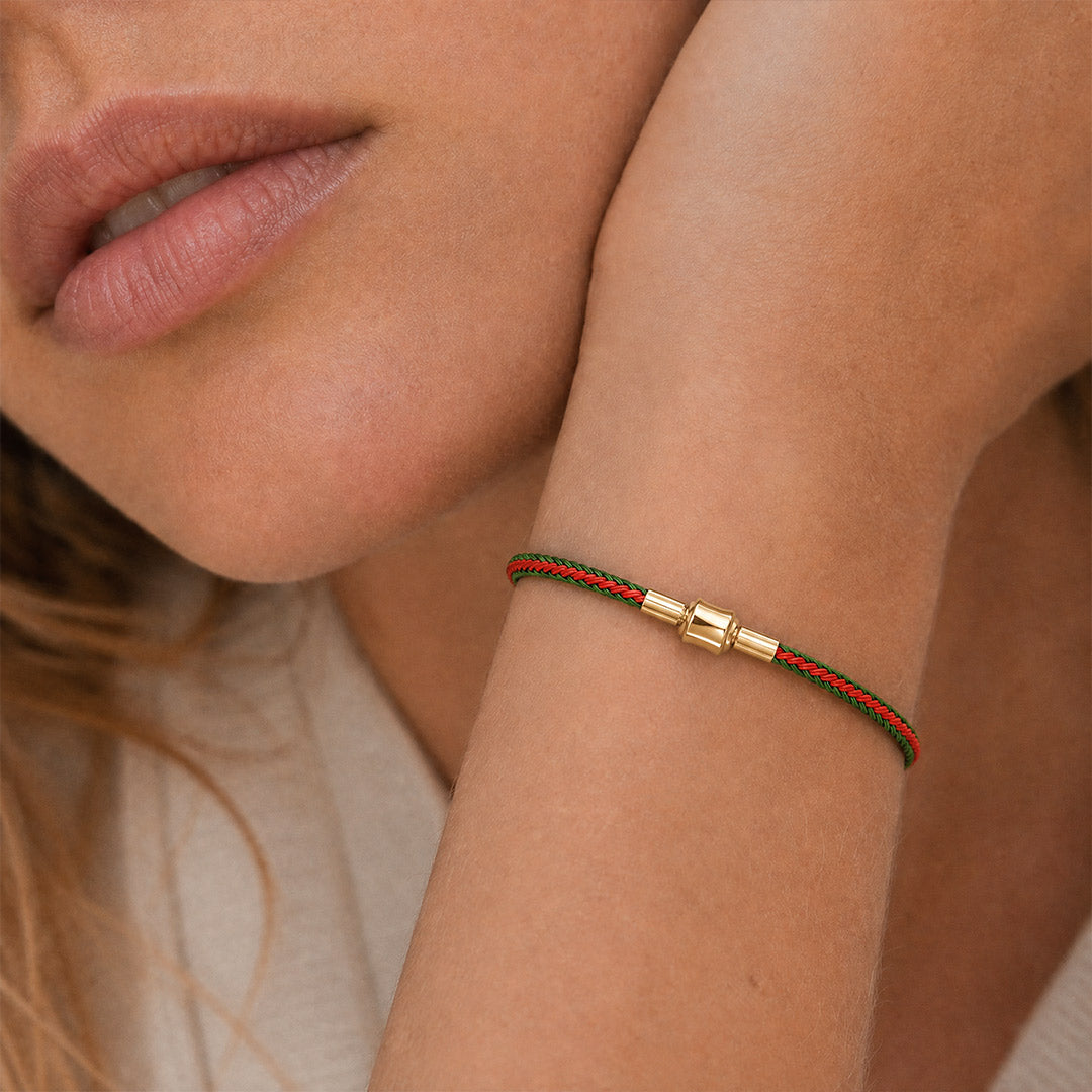 Gnoce Red‑Green Two‑Tone Round Snap‑Lock Basic Bracelet_2