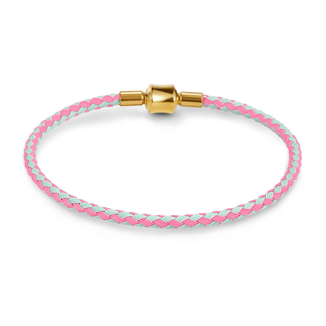 Gnoce Pink‑Light‑Blue Two‑Tone Round Snap‑Lock Basic Bracelet_4