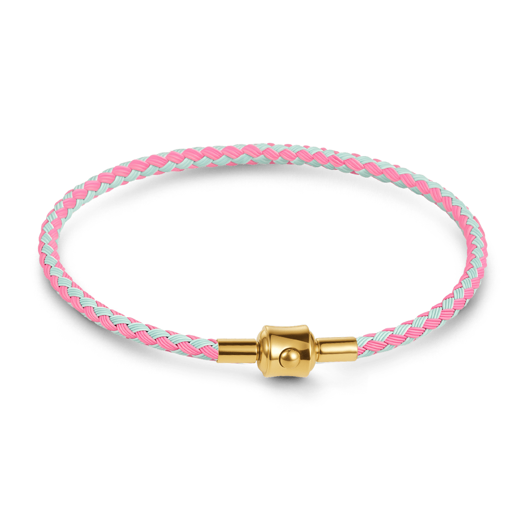 Gnoce Pink‑Light‑Blue Two‑Tone Round Snap‑Lock Basic Bracelet_1