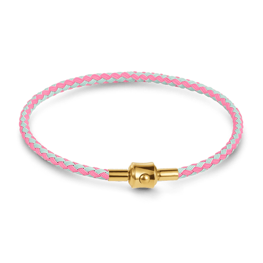 Gnoce Pink‑Light‑Blue Two‑Tone Round Snap‑Lock Basic Bracelet_1