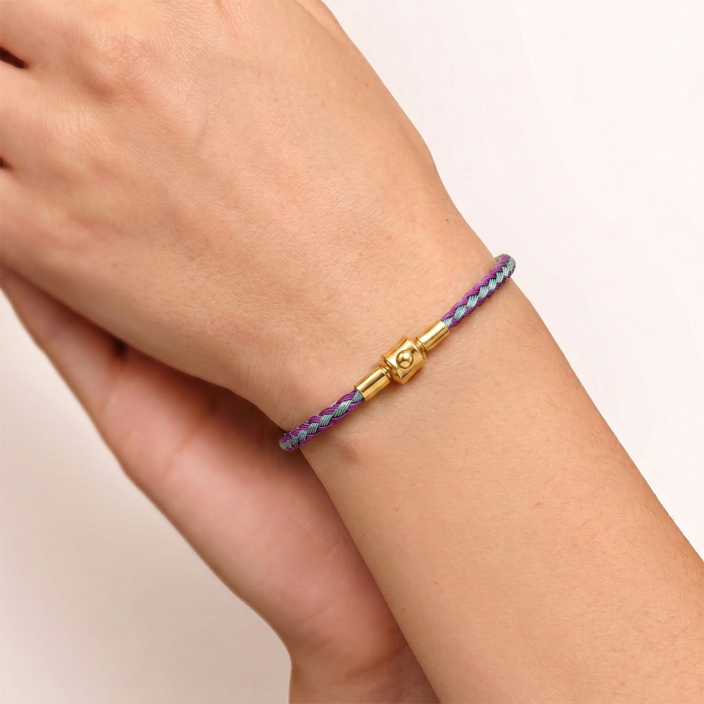 Gnoce Light‑Purple‑Blue Two‑Tone Round Snap‑Lock Basic Bracelet_2