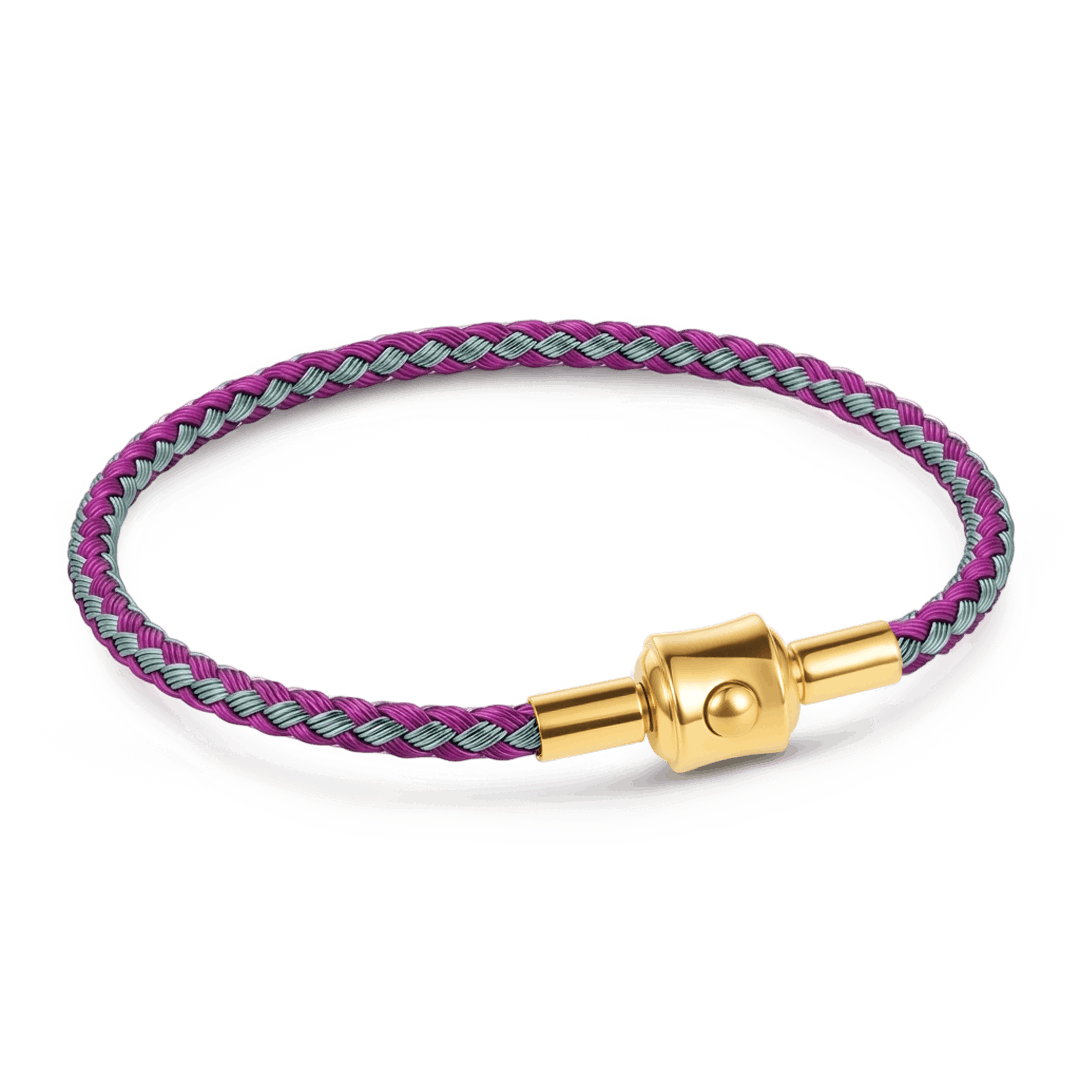 Gnoce Light‑Purple‑Blue Two‑Tone Round Snap‑Lock Basic Bracelet_1