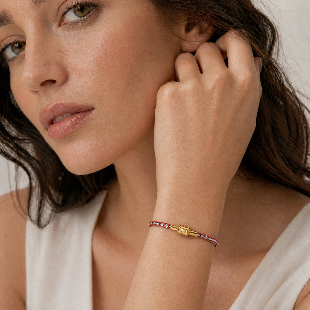 Gnoce Red‑Blue Two‑Tone Round Snap‑Lock Basic Bracelet_3