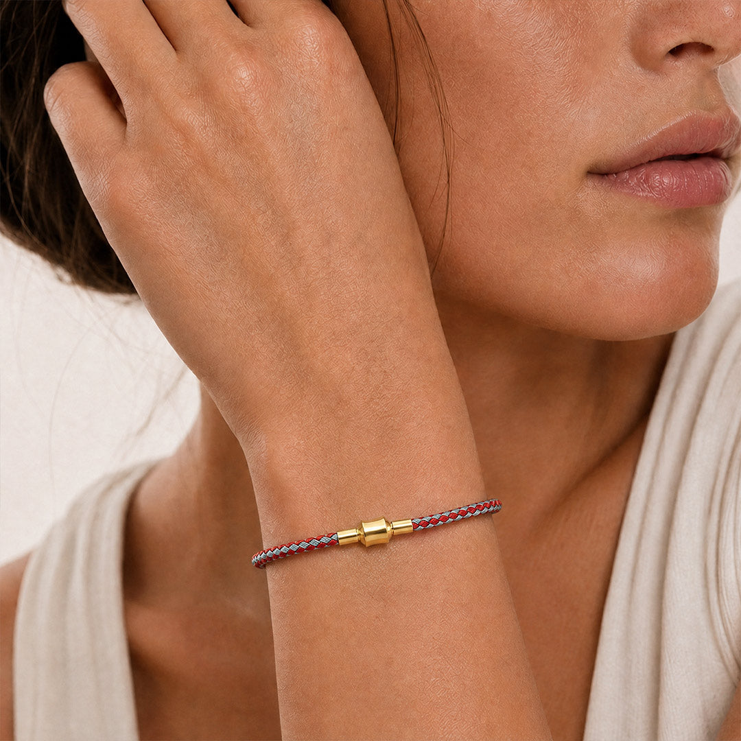 Gnoce Red‑Blue Two‑Tone Round Snap‑Lock Basic Bracelet_2
