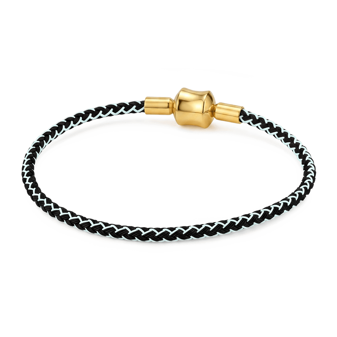 Gnoce Black‑Light‑Blue Two‑Tone Round Snap‑Lock Basic Bracelet_4
