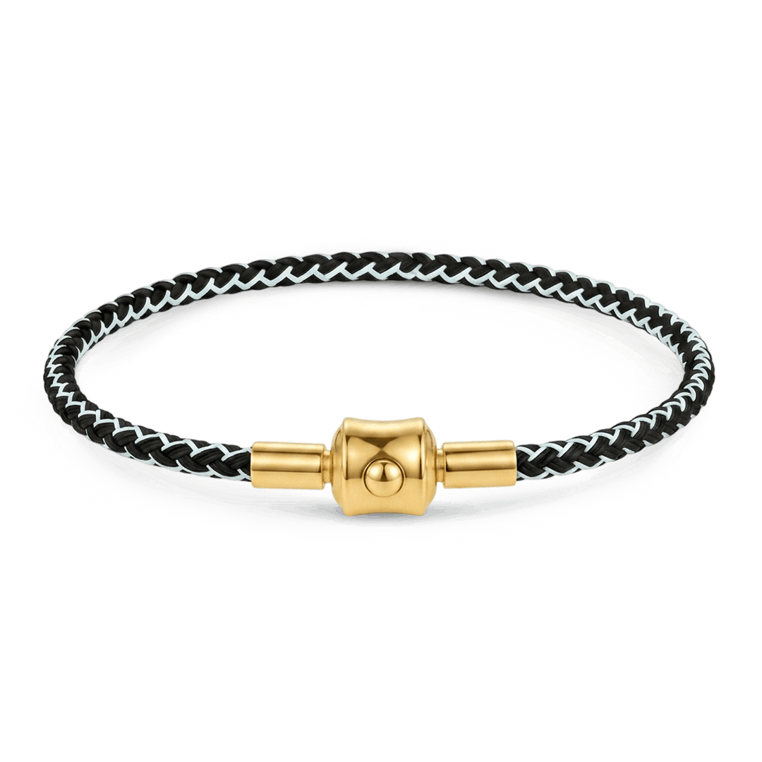 Gnoce Black‑Light‑Blue Two‑Tone Round Snap‑Lock Basic Bracelet_1