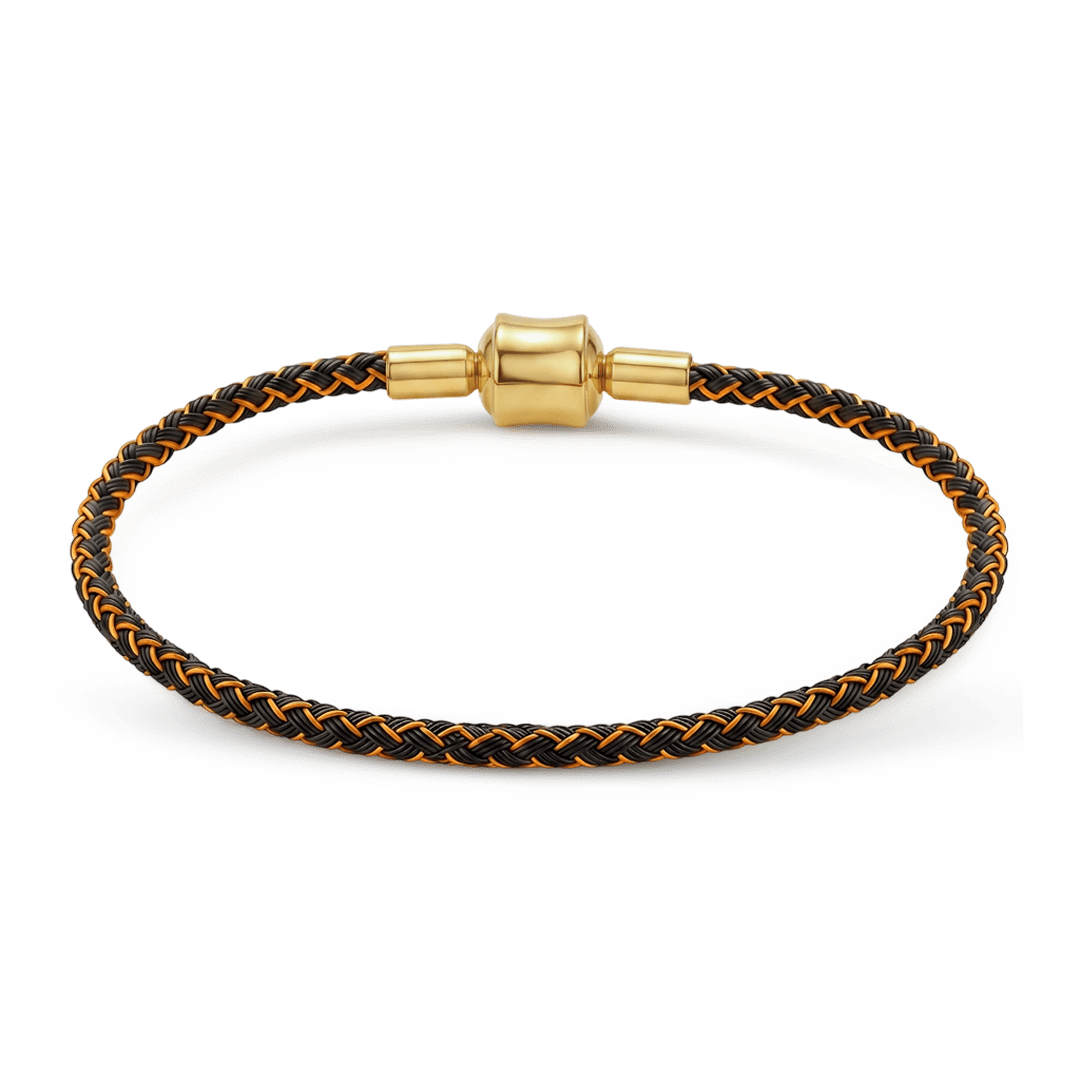 Gnoce Black‑Gold Two‑Tone Round Snap‑Lock Basic Bracelet_4