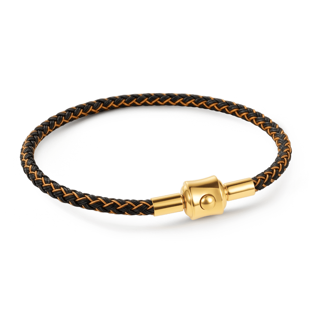 Gnoce Black‑Gold Two‑Tone Round Snap‑Lock Basic Bracelet_1