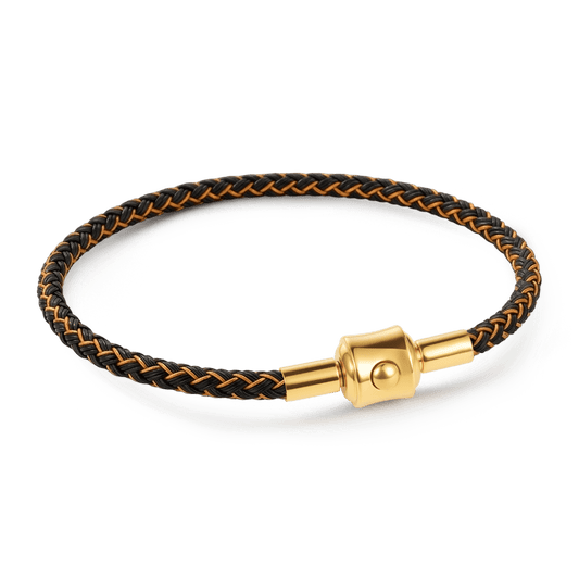 Gnoce Black‑Gold Two‑Tone Round Snap‑Lock Basic Bracelet_1