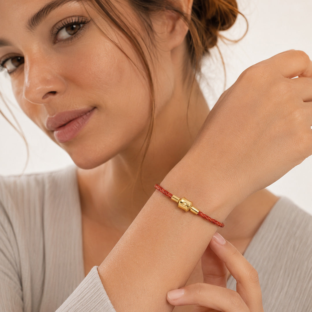 Gnoce Red‑Gold Two‑Tone Round Snap‑Lock Basic Bracelet_3