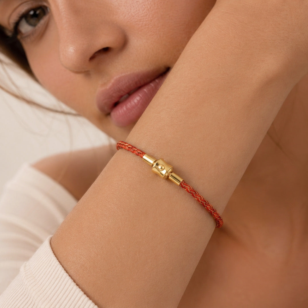 Gnoce Red‑Gold Two‑Tone Round Snap‑Lock Basic Bracelet_2
