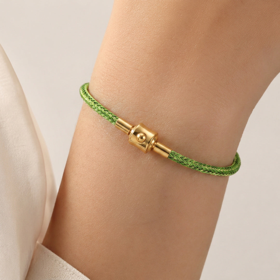 Gnoce Bright‑Green Round Snap‑Lock Basic Bracelet_2