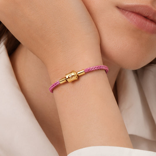 Gnoce Dusty‑Pink Round Snap‑Lock Basic Bracelet_2