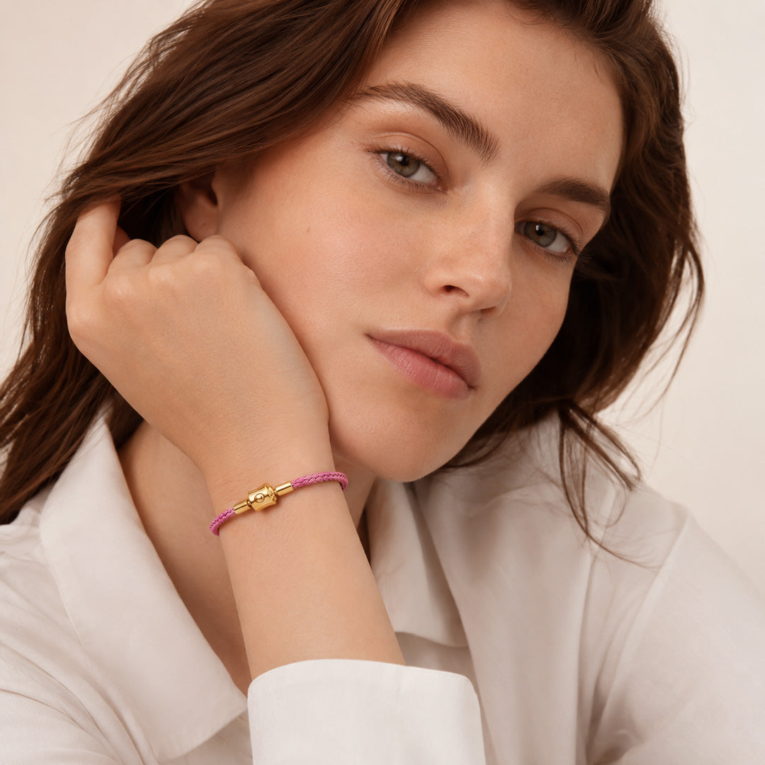 Gnoce Dusty‑Pink Round Snap‑Lock Basic Bracelet_3