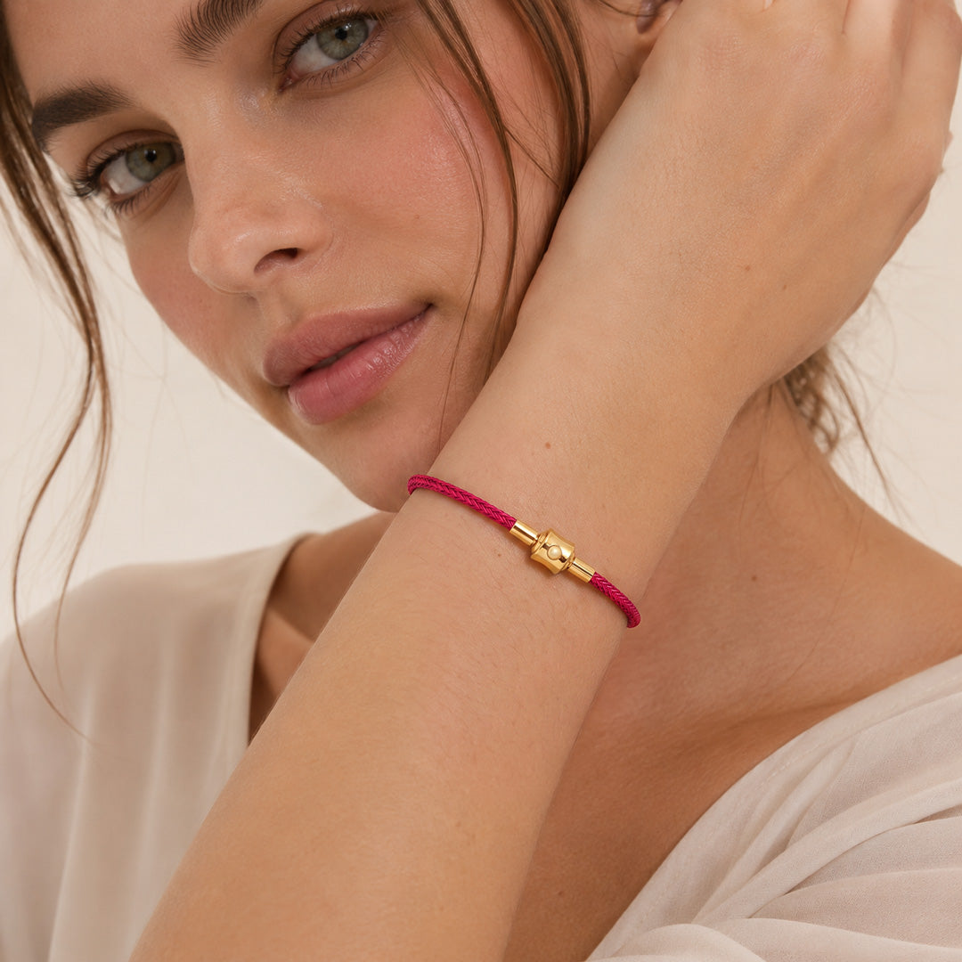 Gnoce Hot‑Pink Round Snap‑Lock Basic Bracelet_3