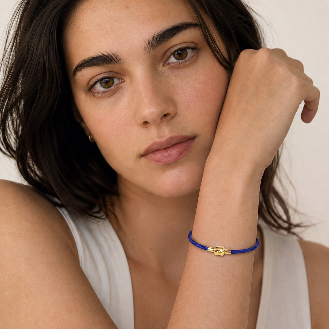 Gnoce Royal‑Blue Round Snap‑Lock Basic Bracelet_3