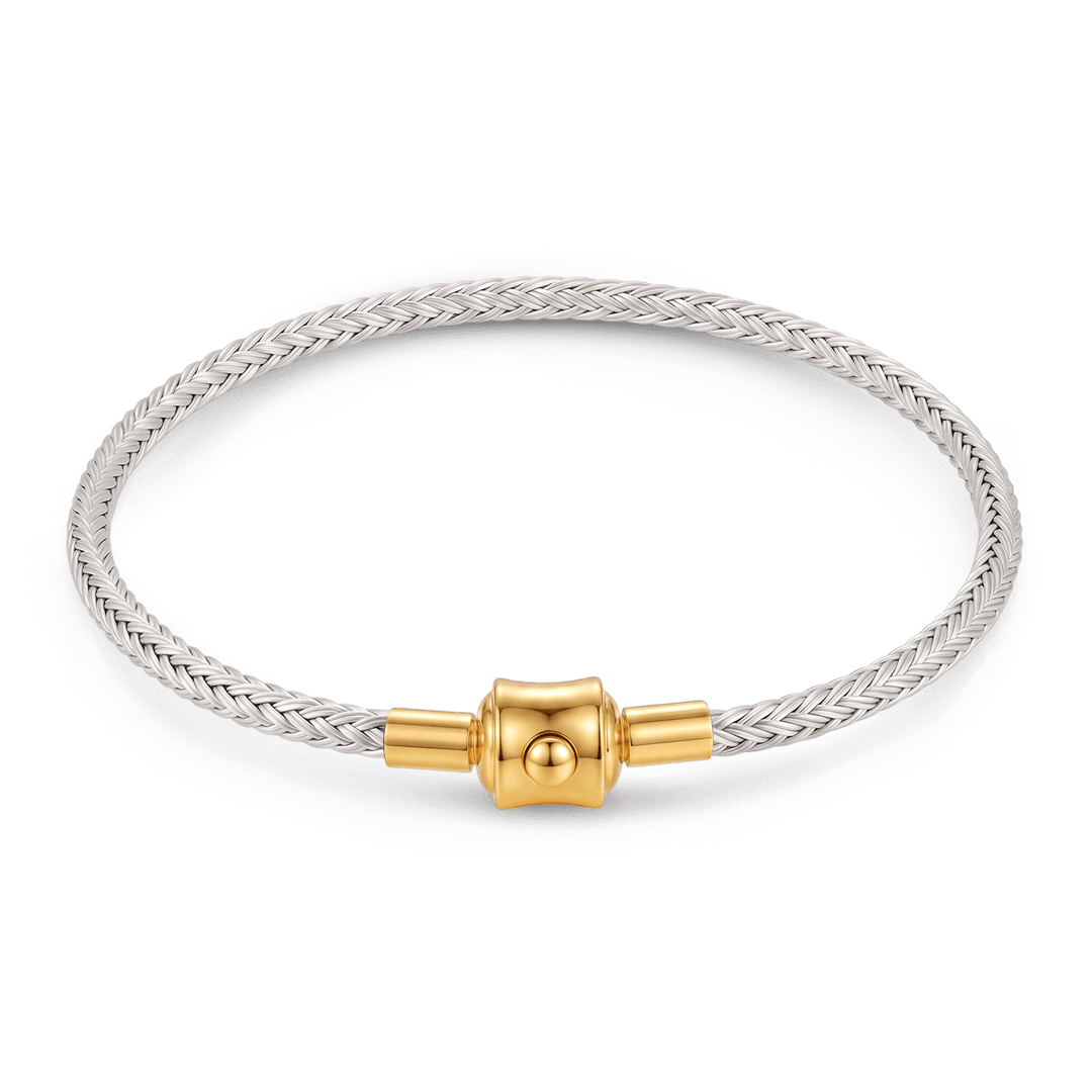 Gnoce Silver‑Tone Round Snap‑Lock Basic Bracelet_1