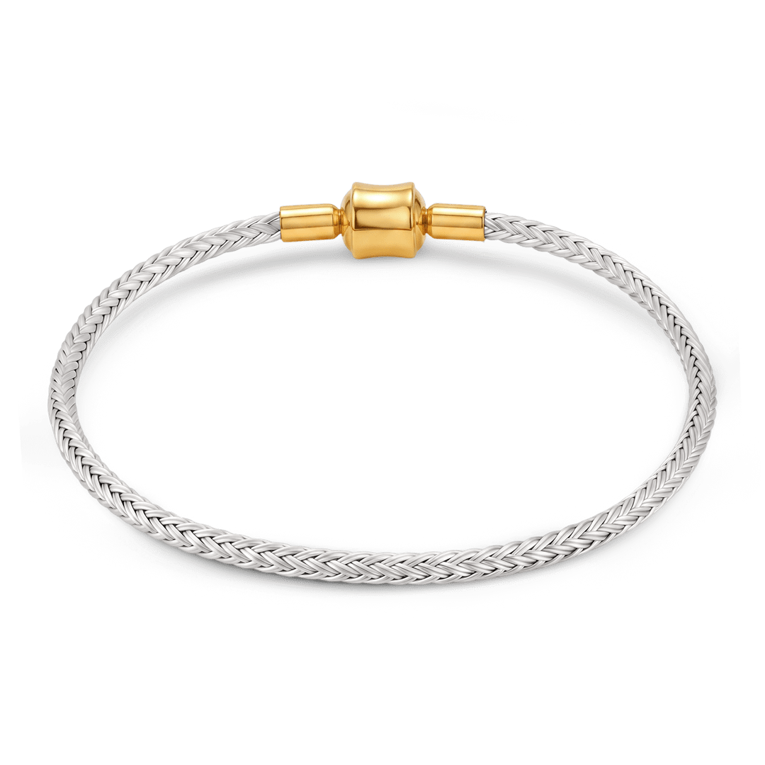 Gnoce Silver‑Tone Round Snap‑Lock Basic Bracelet_4
