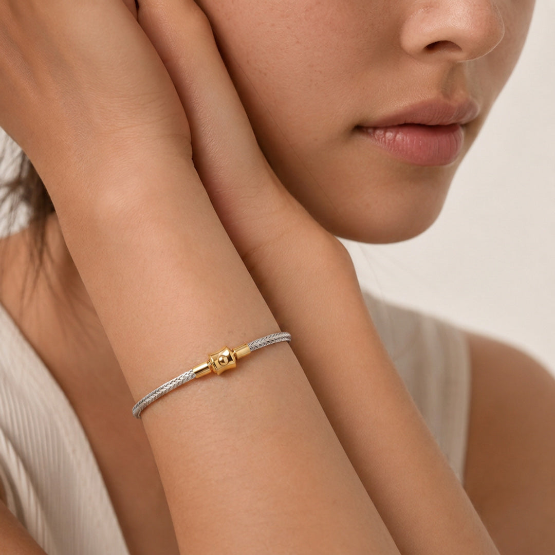 Gnoce Silver‑Tone Round Snap‑Lock Basic Bracelet_2