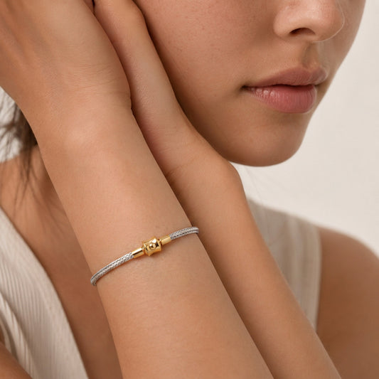 Gnoce Silver‑Tone Round Snap‑Lock Basic Bracelet_2