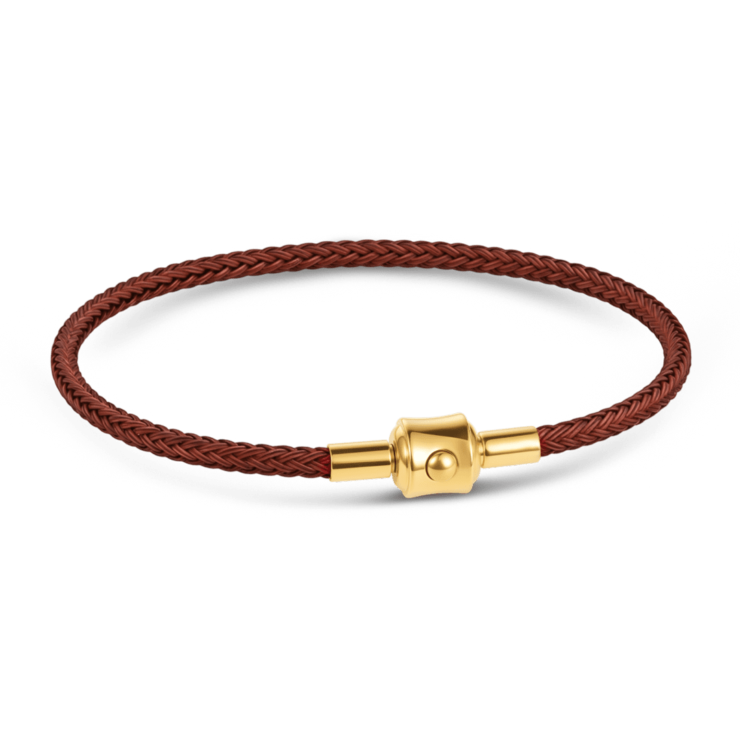Gnoce Coffee‑Brown Round Snap‑Lock Basic Bracelet_1