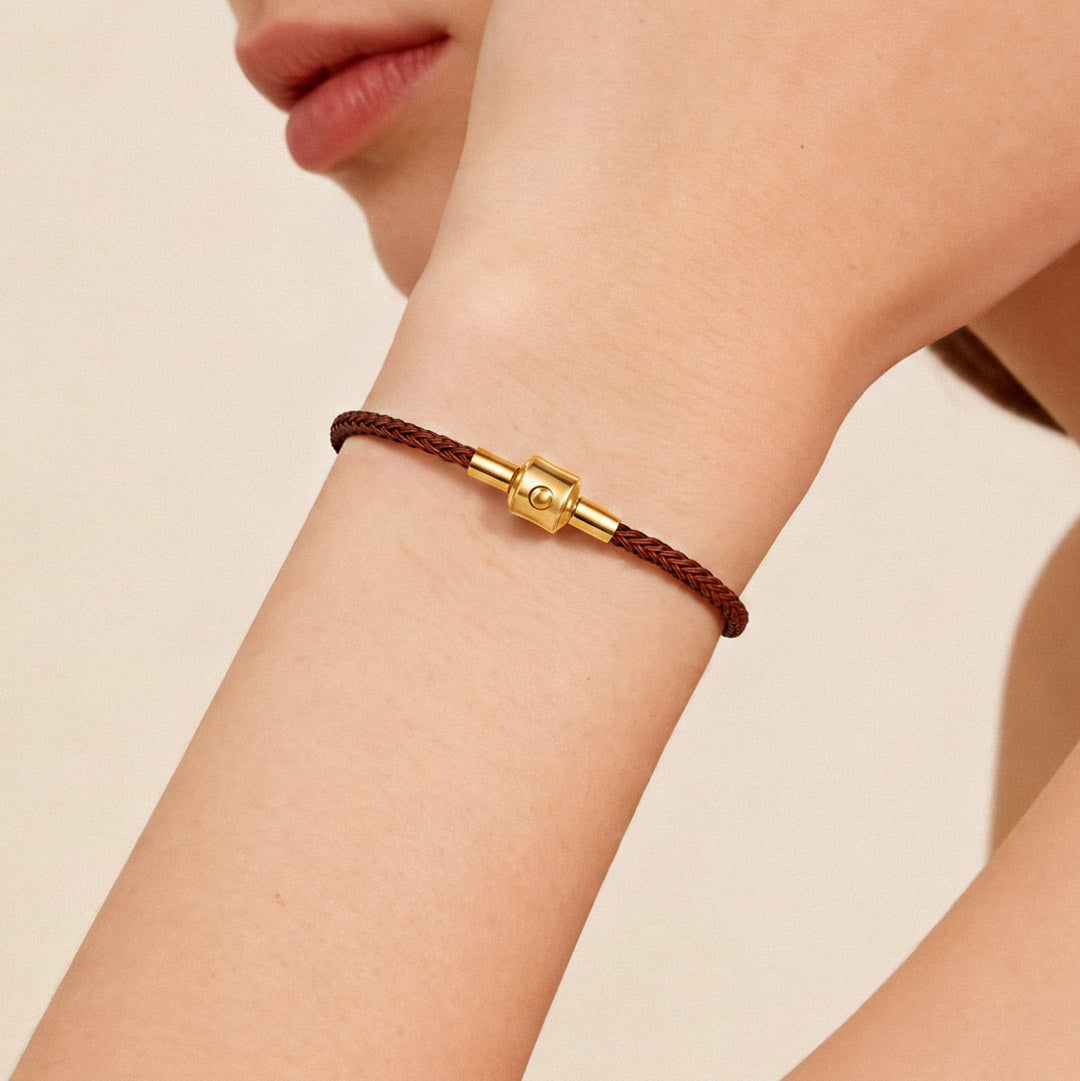 Gnoce Coffee‑Brown Round Snap‑Lock Basic Bracelet_2