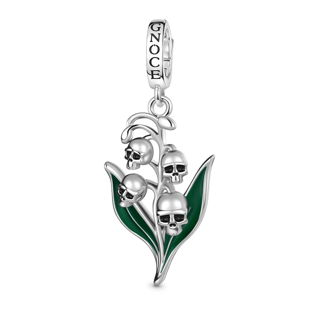 Gnoce Skull Lily of the Valley Pendant Dangle Charm_1